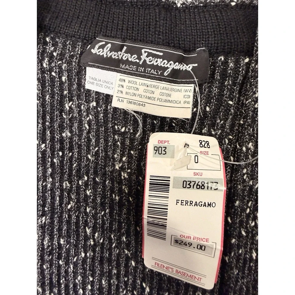 SALVATORE FERRAGAMO SHAWL WRAP Sweater Wool/ Cotton Blend NWT